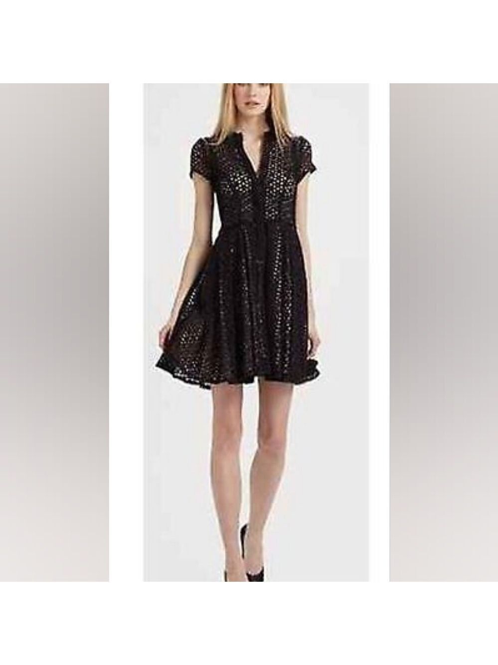 BCBG Max Azria Dasha Perforated Slip Mini Little Black Dress